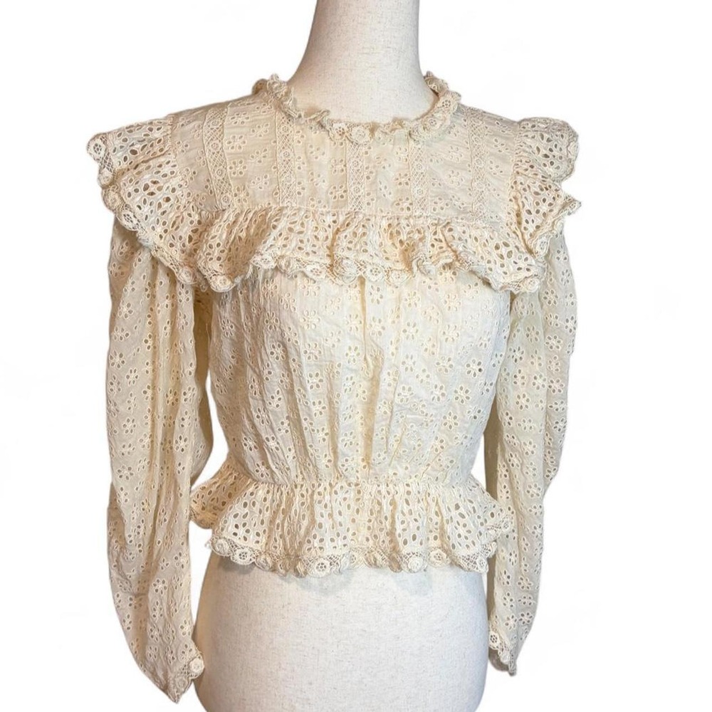DÔEN Floryn Lace-trimmed Ruffled Broderie Anglaise Cotton Top